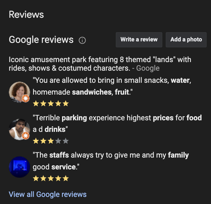 google review summary AI 