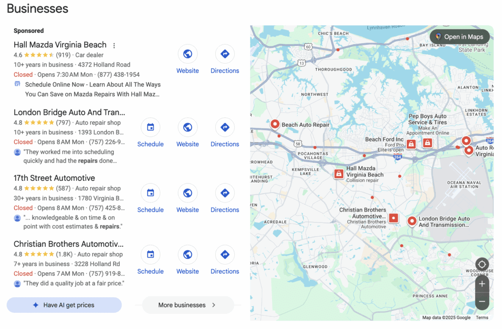 google map pack example